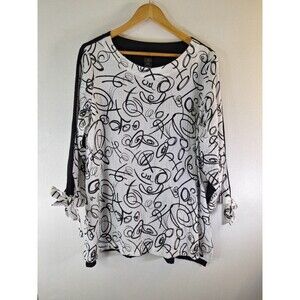 ALI MILES Gauze Cotton Geometric Art To Wear Top Womens Large Abstract Lagenlook